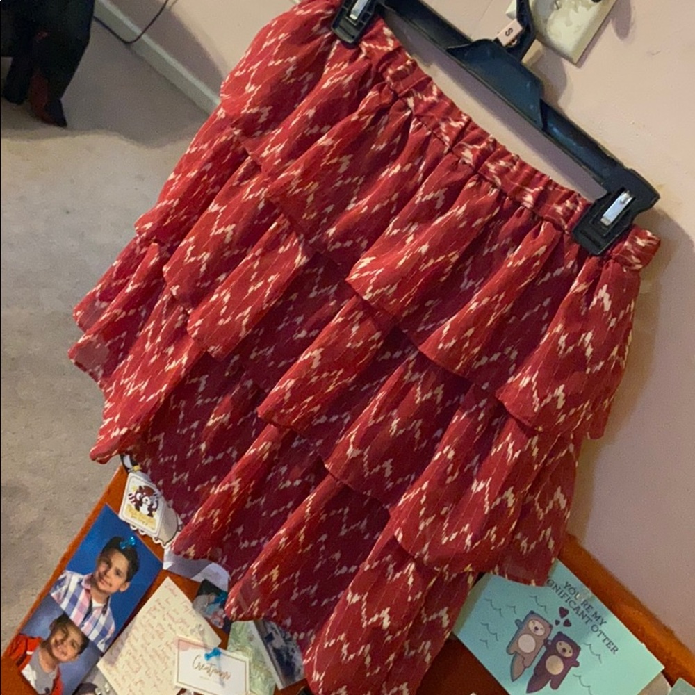 Pink and White Striped Ruffle Skirt